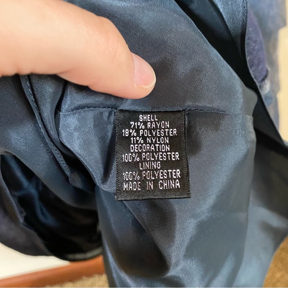 Adrianna Papell Tiered Petal Layered Sheath Party Dress Shiny Blue Size 10 - Picture 9 of 11